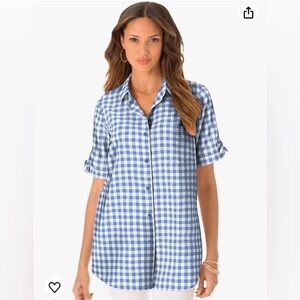 Roaman’s French Check Plus Woman’s New Top 32W